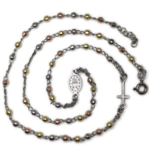 3 tone layer Rosary disco beads and cross